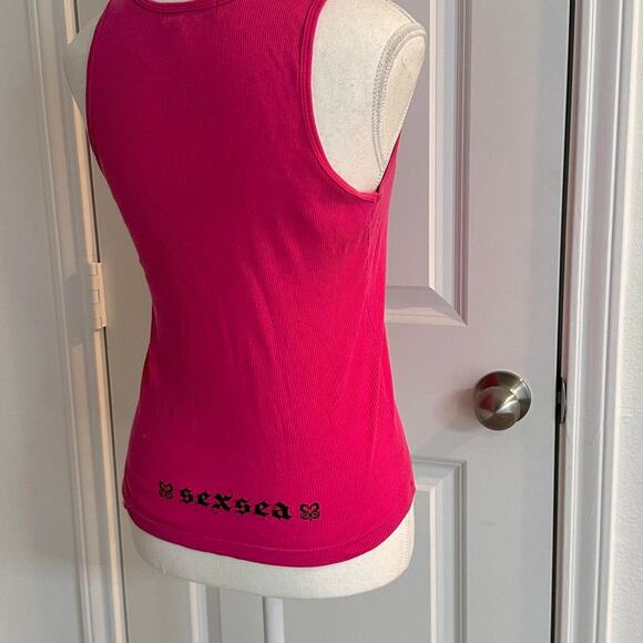 SexSea Size Medium Vintage Pink Y2K 2000s Tank Made With 100% Cotton - Picture 2 of 8